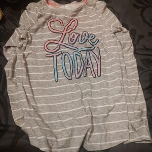 Striped Gray Kids Shirt with Love Today Print